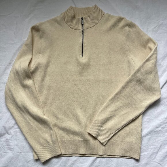 Tahari cream sweater women's size xl w/ 1/4 zip collar, poly blend, cream - Picture 1 of 4